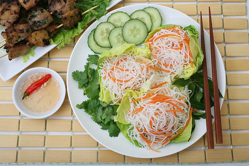 Bun Thit Ga Nuong - Grilled Marinated Chicken Skewers