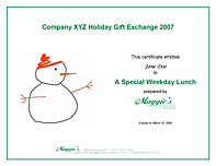 Sample holiday gift exchange gift certificate